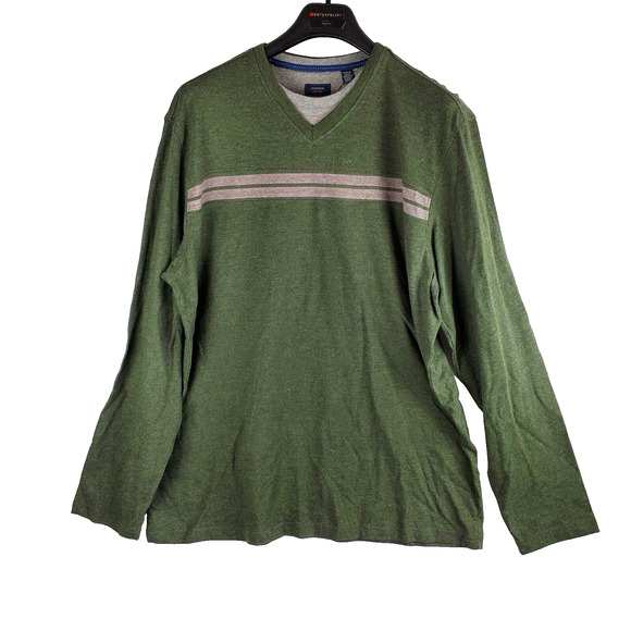 Arrow Sweatshirt Mens XL Pullover Green Striped Long Sleeve Casual Preppy Dad - Picture 1 of 11